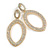Statement Oval AB Crystal Drop Earrings in Gold Tone - 80mm Long - view 2