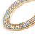 Statement Oval AB Crystal Drop Earrings in Gold Tone - 80mm Long - view 6