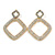 Statement Double Square AB Crystal Drop Earrings in Gold Tone - 65mm Long
