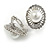 Oval Crystal Faux Pearl Bead Clip On Earrings in Silver Tone - 20mm Tall - view 4