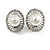 Oval Crystal Faux Pearl Bead Clip On Earrings in Silver Tone - 20mm Tall - view 5