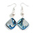 Blue Shell/ White Freshwater Pearl Bead Drop Earrings/55mm Long/Slight Variation In Size/Natural Irregularities - view 2