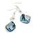 Blue Shell/ White Freshwater Pearl Bead Drop Earrings/55mm Long/Slight Variation In Size/Natural Irregularities - view 4
