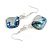 Blue Shell/ White Freshwater Pearl Bead Drop Earrings/55mm Long/Slight Variation In Size/Natural Irregularities - view 5