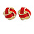 18mm D/ Red Enamel Knot Clip On Earrings in Silver Tone - view 8