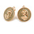 Round Cream/Beige Enamel Cameo Motif Clip On Earrings in Gold Tone - 20mm D - view 2