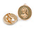 Round Cream/Beige Enamel Cameo Motif Clip On Earrings in Gold Tone - 20mm D - view 4