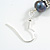 7mm Dark Grey Freshwater Pearl With Crystal Rings Drop Earrings 925 Sterling Silver - 45mm L - view 6