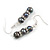 7mm Dark Grey Freshwater Pearl With Crystal Rings Drop Earrings 925 Sterling Silver - 45mm L - view 5