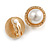 20mm D/ Button Shaped Faux Pearl Clip On Earrings in Gold Tone - view 4