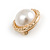 20mm D/ Button Shaped Faux Pearl Clip On Earrings in Gold Tone - view 5