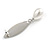 Modern Leaf with Dangle Simulated Pearl Bead Earrings in Silver Tone - 60mm L - view 5