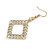 Gold Tone Round Link Square Drop Earrings - 55mm Long - view 5