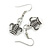 Vintage Inspired Crown Drop Earrings in Silver Tone - 40mm Long - view 4