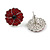 Red/Black Crystal Poppy Flower Stud Earrings - 15mm Diameter - view 2