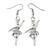 Clear Crystal Ballerina Drop Earrings in Silver Tone - 50mm Long