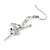 Clear Crystal Ballerina Drop Earrings in Silver Tone - 50mm Long - view 5