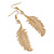 Delicate Crystal Feather Drop Earrings - 75mm Long - view 4