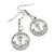 Clear Crystal Anchor Drop Earrings in Silver Tone - 45mm Long - view 2