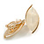 30mm Tall/ Natural Acrylic Bead Oval Clip On Earrings in Gold Tone - view 4