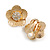 20mm D/Five Petal Crystal Flower Clip On Earrings in Gold Tone - view 2
