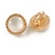 20mm D/ Button Shaped Milky White Resin Bead Clip On Earrings in Gold Tone - view 4