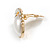 Oval Faux Pearl Crystal Clip-On Earring in Gold Tone - 25mm Tall - view 5