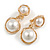 White Faux Pearl Dome Shaped Double Bead Clip On Earrings in Gold Tone - 40mm Long - view 2