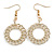 Gold Tone Round Link Circle Drop Earrings - 50mm Long