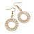 Gold Tone Round Link Circle Drop Earrings - 50mm Long - view 2