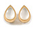 Faux Cat Eye Stone Teardrop Shape Clip On Earrings in Gold Tone - 20mm Tall