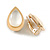 Faux Cat Eye Stone Teardrop Shape Clip On Earrings in Gold Tone - 20mm Tall - view 2