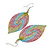 Lightweight Multicoloured Leaf Drop Earrings - 70mm Long - view 2
