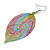 Lightweight Multicoloured Leaf Drop Earrings - 70mm Long - view 4