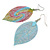 Lightweight Multicoloured Leaf Drop Earrings - 70mm Long - view 5