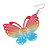 Lightweight Multicoloured Butterfly Drop Earrings - 65mm Long - view 5