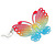 Lightweight Multicoloured Butterfly Drop Earrings - 65mm Long - view 7