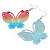 Lightweight Multicoloured Butterfly Drop Earrings - 65mm Long - view 4