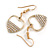 Clear Crystal Open Heart Drop Earrings in Gold Tone - 40mm Long - view 4