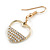 Clear Crystal Open Heart Drop Earrings in Gold Tone - 40mm Long - view 5