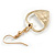 Clear Crystal Open Heart Drop Earrings in Gold Tone - 40mm Long - view 6