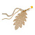 Gold Tone Leaf with Crystal Chain Drop Earrings - 70mm Long - view 4