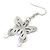 Textured Butterfly Drop Earrings in Silver Tone - 45mm Long - view 5