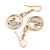 Crystal Swan Round Drop Earrings in Gold Tone - 45mm Long - view 2