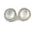 18mm D/ Round Button Shaped with Milky White Resin Stone Clip On Earrings in Silver Tone