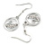 Crystal Swan Round Drop Earrings in Silver Tone - 45mm Long - view 2