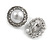 25mm D/ Round Faux Pearl Clear Crystal Clip on Earrings in Silver Tone - view 2