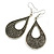 Marcasite Style Loop Etched Earrings in Aged Silver Tone - 65mm Long - view 2