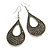 Marcasite Style Loop Etched Earrings in Aged Silver Tone - 65mm Long - view 4