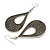 Marcasite Style Loop Etched Earrings in Aged Silver Tone - 65mm Long - view 5